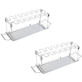 Support À Ailes De Pattes De Poulet, Support De Rôtissoire En Métal En Acier Inoxydable Avec Plateau D'Égouttage Pour Gril De Fumeur Ou Four, Antiadhé 9109-May14A27455