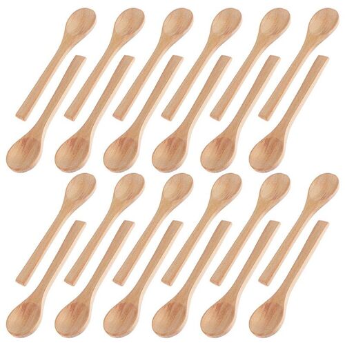 Mini Cuillères De Dégustation En Bois, 40 Pièces, Petites Cuillères En Bois, Cuillères De Service À Mélanger, Cuillères À Soupe En Bois 9109-May14A26749
