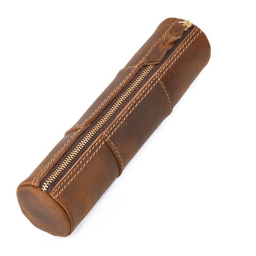 Pochette À Crayons En Cuir, Étui À Stylos À Fermeture Éclair Pour L'école, Le Travail Et Le Bureau 9109-May14a25205