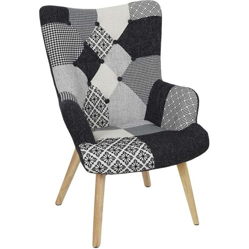 Fauteuil En Tissu Patchwork Pieds En Bois Brut Alta