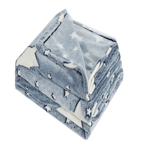 Couverture Fluorescente Avec Lueur Magique Dans La Nuit, Étoiles Et Lune, Super Douce, En Peluche, Pour Noël 9109-May14A27711