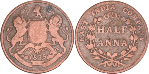 Grande-Bretagne - Inde Britannique - 1835 - Half Anna - East India Company - 30,56 Mm - 11-106