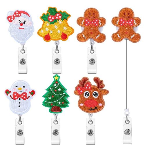 Porte Badge Rétractable En Feutre, 6 Pièces, Porte Badge De Noël, Clip Pour Enseignant 9109-May14A26448