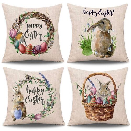 Taie D'Oreiller Lapin Lapins Avec Oeufs Taie D'Oreiller, Lin Canapé Lit Housse De Coussin Décoration 9109-May14A26975