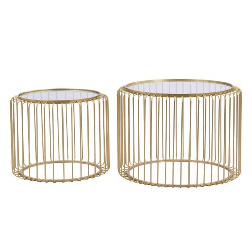 Tables Basses Gigognes En Métal Et Verre - Doré - Ferida