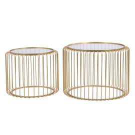 Tables Basses Gigognes En Métal Et Verre - Doré - Ferida