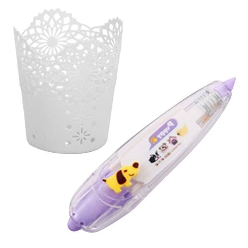Bande Correctrice En Dentelle, Motif Animal De Dessin Animé, Bande Décorative Avec Porte Stylo Rond En Plastique, Brosse, Crayon, Organisateur De Rang 9109-May14A24974