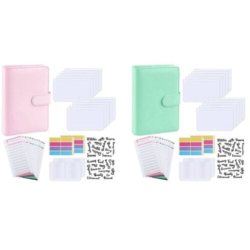 Organisateur De Carnet De Notes En Cuir Pu, 2 Ensembles, A6 Organisateur De Carnet De Notes Rechargeable, 6 Anneaux, Couverture, Autocollant De Lettre 9109-May14A24491