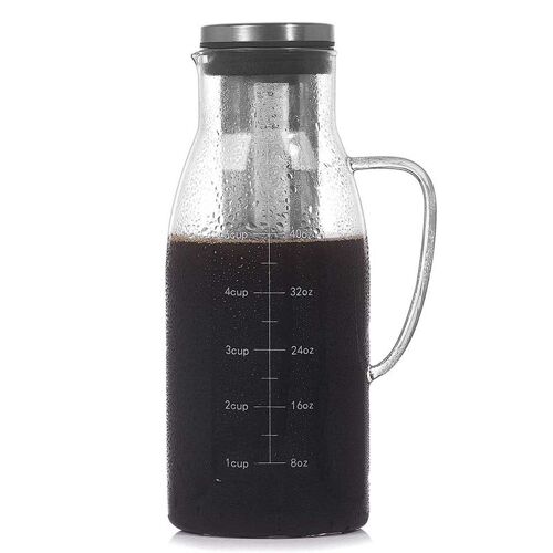 Cafetière À Froid, Infuseur À Pichet De Thé Glacé Avec Couvercle Et Échelle, Cafetière À Filtre À Double Usage, 51oz/1,5 L 9109-May14a23751