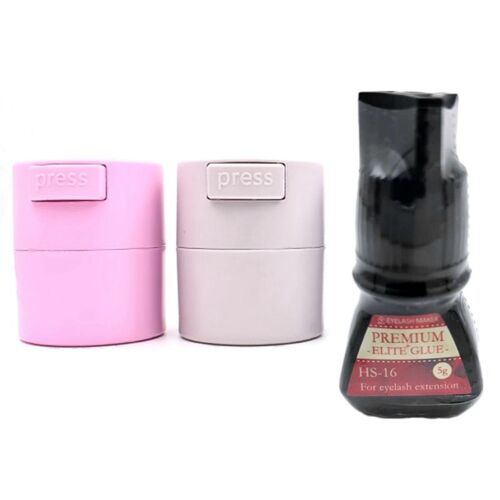 Réservoir De Stockage De Colle À Cils, 2 Pièces, Avec Colle De Cils Elite Hs16, Séchage Rapide, Colle D'Extension De Cils Noire Extrêmement Forte 9109-May14A20717
