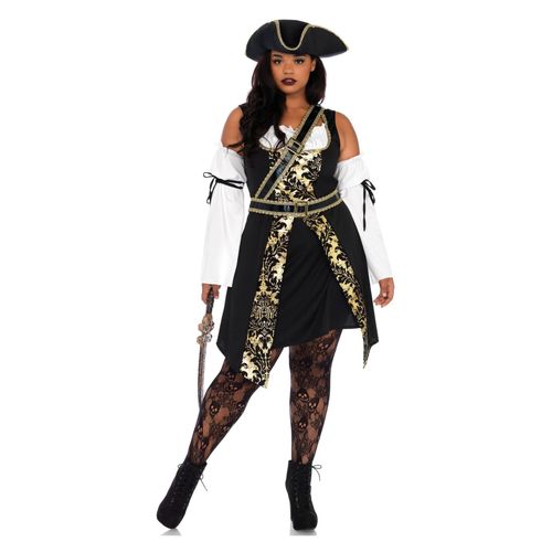 Déguisement Pirate Des Océans Motifs Dorés Grande Taille Femme - Taille: Xxxl