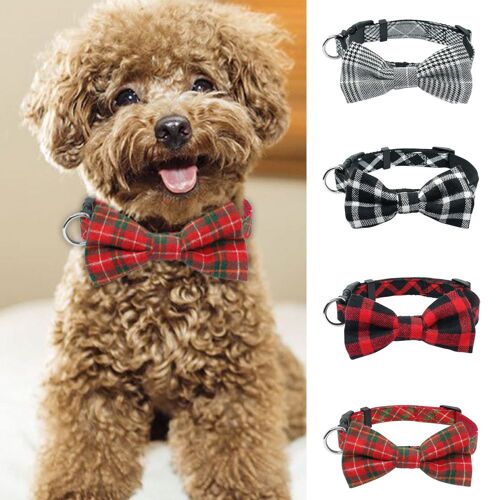 Collier En Tissu Pour Chien Et Chat, 1 Pièce, Noeud Papillon, Réglable, Plaid, Joli Accessoire Pour Chien, Chat, Chiot, Chat 9109-May14A19786