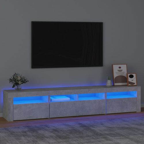 Vidaxl Meuble Tv Avec Lumières Led Gris Béton 210x35x40 Cm
