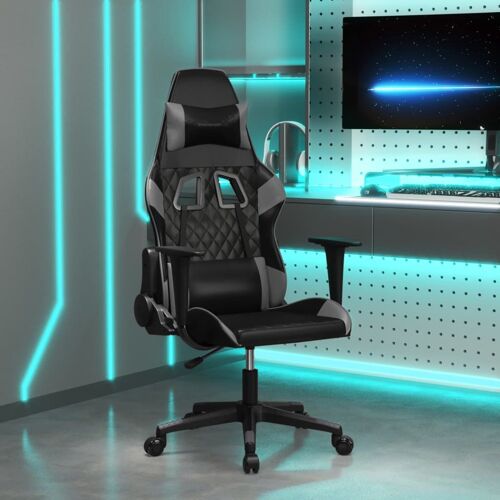 vidaXL Chaise de jeu Noir et gris Similicuir