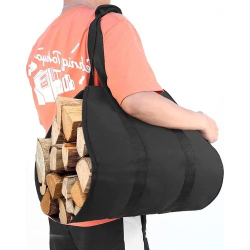 Sac De Transport Pour Bois De Chauffage,Toile Sac À Bûche Résistant À Eau,Accessoires De Cheminée Pliables,Idéal Pour Poêles À Bois,Camping, Plage(Noir)