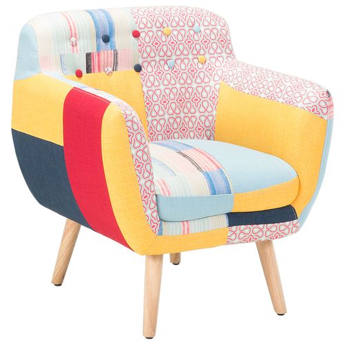 Fauteuil Patchwork En Tissu Multicolore Melby