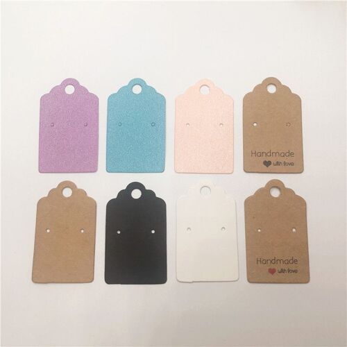 Carte De Boucle D'Oreille À Suspendre À 2 Trous En Forme De Pétoncle, Cartes Vierges En Papier Kraft Violet/Rose/Blanc/Noir/Marron/Bleu 5*3Cm, 100 Piè 9109-May14A16026