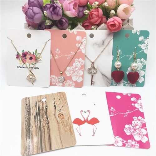 Lot De 50 Cartes Pendentif/Collier En Papier 8X6Cm, Présentoirs De Bijoux, Ensemble De Boucles D'Oreilles Et Collier, Cartes D'Emballage 9109-May14A15919