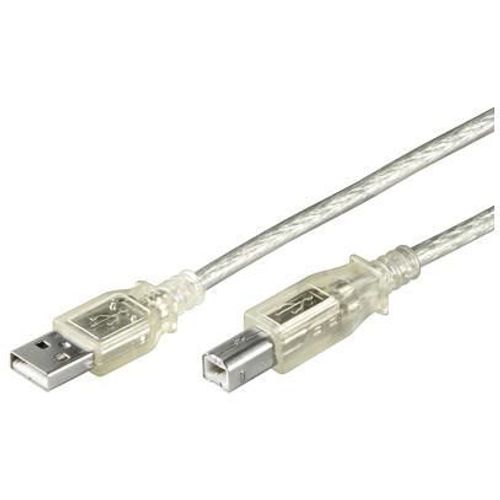 MicroConnect - USB2.0 A-B 1m M-M Transparent - Câbles USB