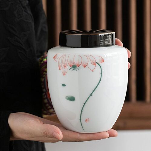 Caddie À Thé En Porcelaine Blanche Simple, 1 Pièce, Réservoir De Stockage De Peinture De Paysage, Boîte À Café, Pot À Épices En Céramique Chinoise, Ré 9109-May14A16703
