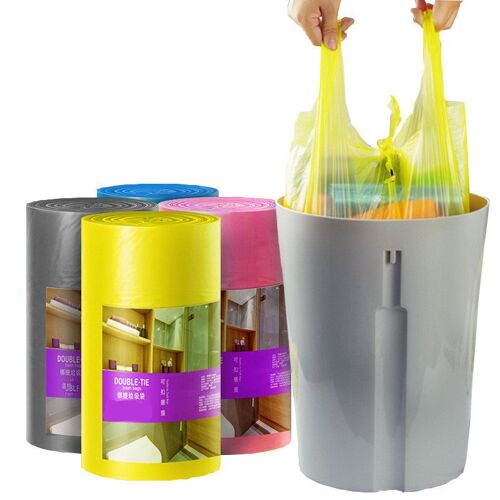 Sac À Ordures Épais À Double Cravate, Sacs À Ordures Durables, Grands Sacs En Plastique Pour Aliments De Cuisine, Sac En Plastique Portable 90 Pièces/ 9109-May14A16713
