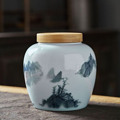 Caddie À Thé En Céramique, Pot Hermétique De Cuisine, Haute Qualité, Résistant À L'humidité, Magasin De Thé, Couvercle En Bambou, Vente En Gros 9109-May14a16459