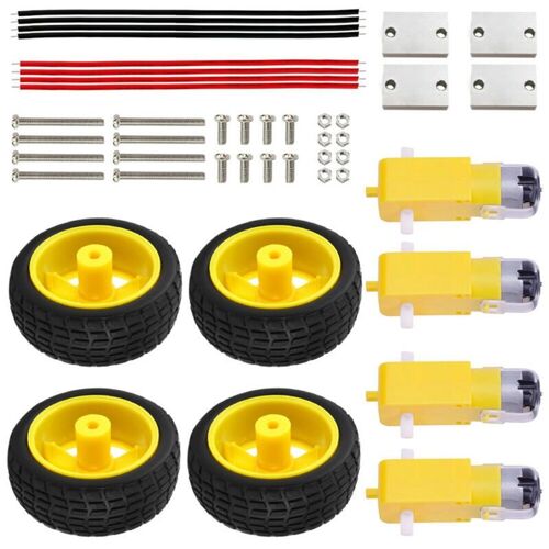 Roue De Pneu En Plastique Pour Robot, Avec Moteur À Engrenages Dc 3-6V, Jeu 1/2/1 Pour Arduino 9109-May14A09431