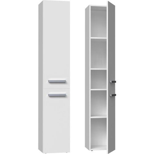 KOMMA - Meuble salle de bain 2 portes - 31x30x174 cm - Colonne rangement SDB - Blanc