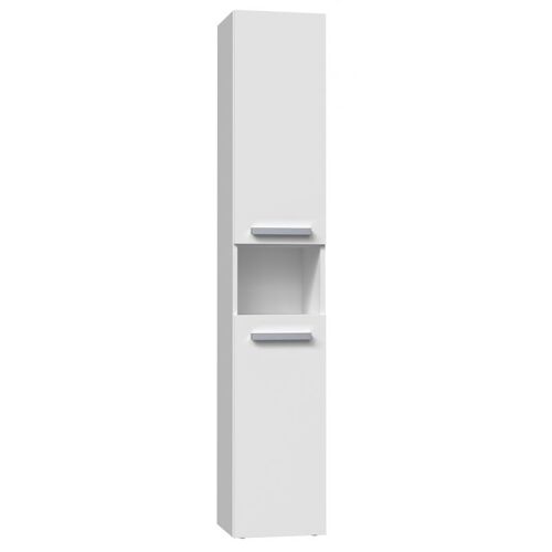LUANA - Meuble salle de bain 2 portes - Dimensions 31x30x174 cm - Colonne rangement SDB - Blanc