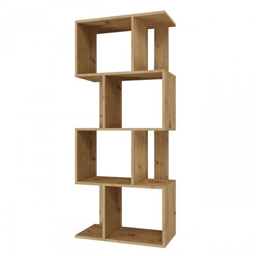 GILDA - Bibliothèque modulable style moderne - Dimensions 59.5x30x140 cm - Meuble séparateur de pièce - Chêne