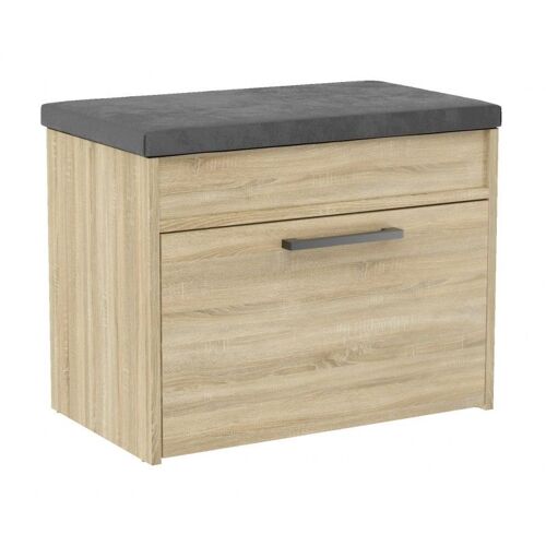 PARMI - Meuble à chaussures style scandinave entrée - 60x35x49 - Banc avec rangement - Sonoma