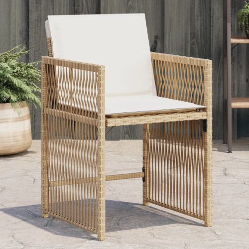 Vidaxl Chaises De Jardin Avec Coussins Lot De 4 Beige Résine Tressée