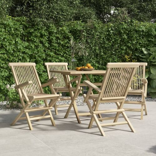 Vidaxl Chaises De Jardin Pliantes 4 Pcs Gris 56x61x89 Cm Bois De Teck