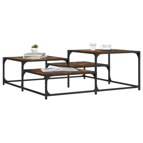 vidaXL Table basse chêne fumé 107x107x40 cm bois d'ingénierie