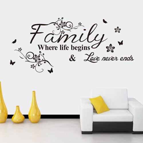 Autocollant Mural En Pvc À Motif De Mots Noirs, Décoration Murale, Amour, Vie De Famille, Rêve, Maison, 90X35Cm 9109-May14A05876