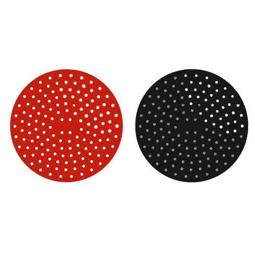 2 Doublures De Friteuse À Air Réutilisables, 9 Pouces, Rondes, Antiadhésives, En Silicone, Tapis De Panier Pour Friteuse À Air, Rouge Et Noir 9109-May14A10680