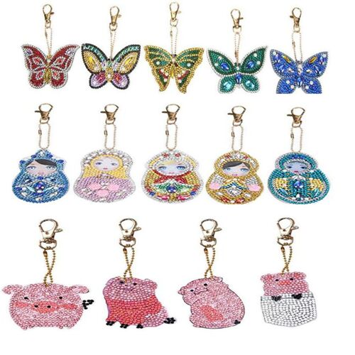 Lot De 4, 5 Ou 6 Pièces De Bricolage Complet, Peinture Diamant Spécial, Coeur, Véhicule, Dinosaure, Porte Clés, Broderie, Point De Croix, Cadeau 9109-May14a05228