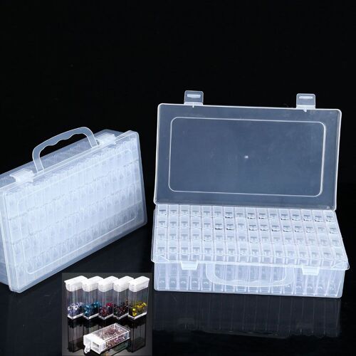 Boîte De Rangement Portable Avec 64 Compartiments, Conteneur Pour Tri Et Stockage Des Accessoires Et Outils Pour Broderie Diamant 5d 9109-May14a05350