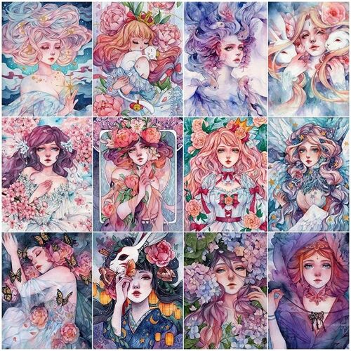 Peinture Diamant Thème Fille, Portrait De Dessin Animé, Broderie Complète 5d, Perles Carrées Ou Rondes, Kit De Mosaïque Hd, Produits De Qualité Faits 9109-May14a05322