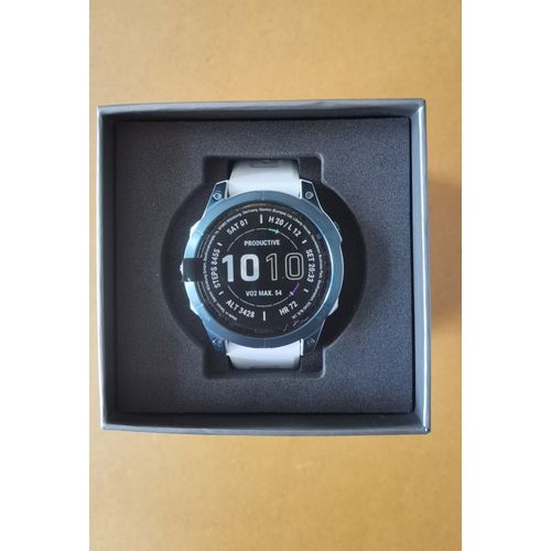 Garmin fenix 7 Sapphire Solar - 47 mm - titane bleu minéral - montre de sport avec bracelet - silicone - whitestone - taille du poignet : 125-208 mm - affichage 1.3" - 32 Go - Bluetooth, ANT+...