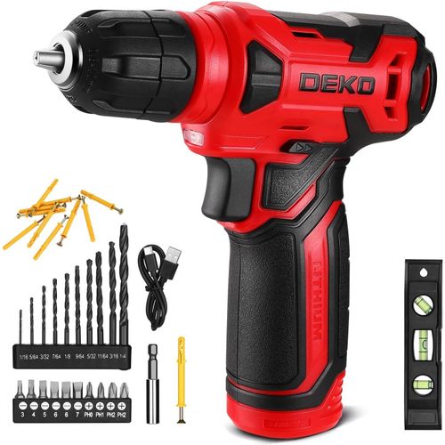 Perceuse Visseuse Sans Fil 12 V - DEKO PRO Visseuse Devisseuse Sans Fil Rose avec Coffret Cadeau pour Femme, Accessoires 13 Pièces, Perceuse électrique pour Percer et Serrer/Desserrer Les Vis