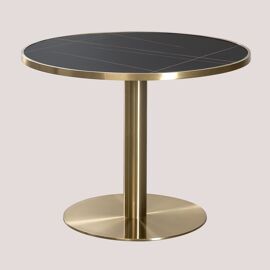 Table à manger ronde (Ø100 cm) Acier Briselda Doré