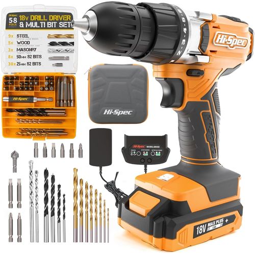 Perceuse Visseuse sans Fil 18V Rose, Multifonction, Batterie Li-Ion, 58 Accessoires pour Bois et Métal, Kit Bricolage Complet pour Entretien Domestique