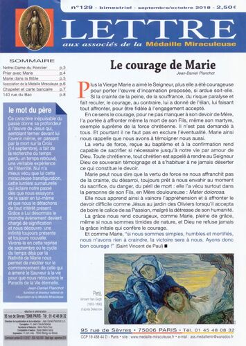 Lettre De La Médaille Miraculeuse No 129 - Septembre/Octobre 2018