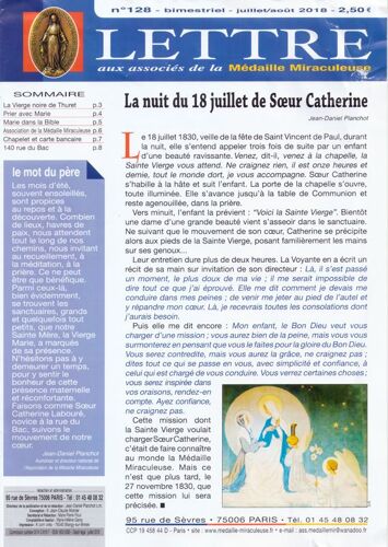 Lettre De La Médaille Miraculeuse No 128 - Juillet/Août 2018