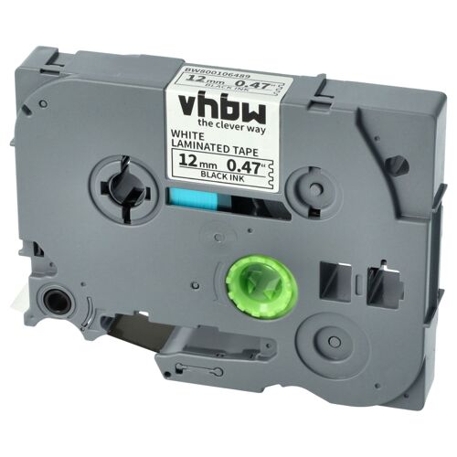 vhbw Ruban compatible avec Brother PT 1800+, 1800ECC, 1810, 1830SC, 1830VP, 1830, 1850 imprimante d'étiquettes 8m x 12mm Noir sur Blanc