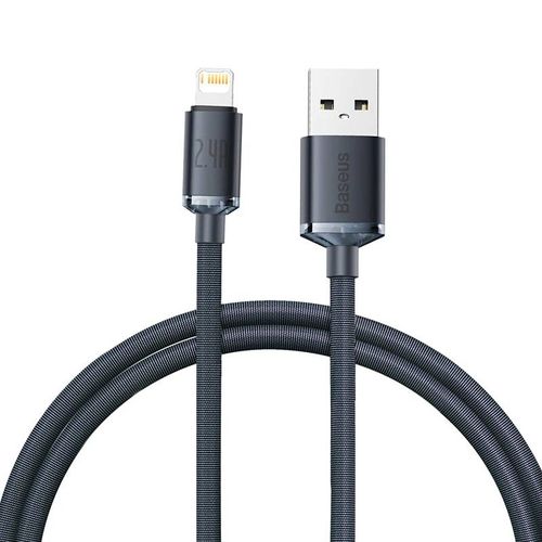 Câble USB Baseus pour iPhone 14 13 12 Pro Max X XR XS 8 7 6s 6 iPad chargeur de charge de données rapide cordon USB câbles de téléphone portable-1.2m-Black