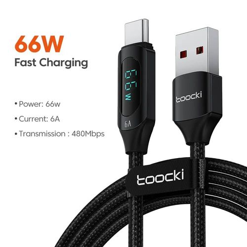 Toocki-Câble De Charge Rapide De Type C Vers Type C,100w Pd,Chargeur Usb C Vers Usb C,Câble D'affichage Pour Xiaomi,Poco F3,Realme,Macbook,Ipad-1m-66w A- C Black