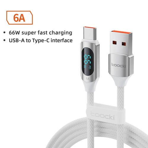Toocki-Câble De Charge Rapide De Type C Vers Type C,100w Pd,Chargeur Usb C Vers Usb C,Câble D'affichage Pour Xiaomi,Poco F3,Realme,Macbook,Ipad-1m-66w A-C White