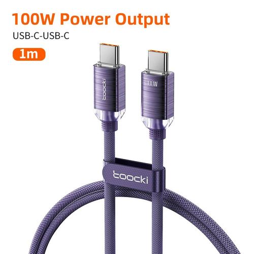 Toocki Pd100w Câble De Charge Rapide Usb C À C Pour Iphone 15 Type C À Type C Fil Chargeur De Téléphone Pour Samsung Xiaomi Hoco Cordon De Données--1m Purple
